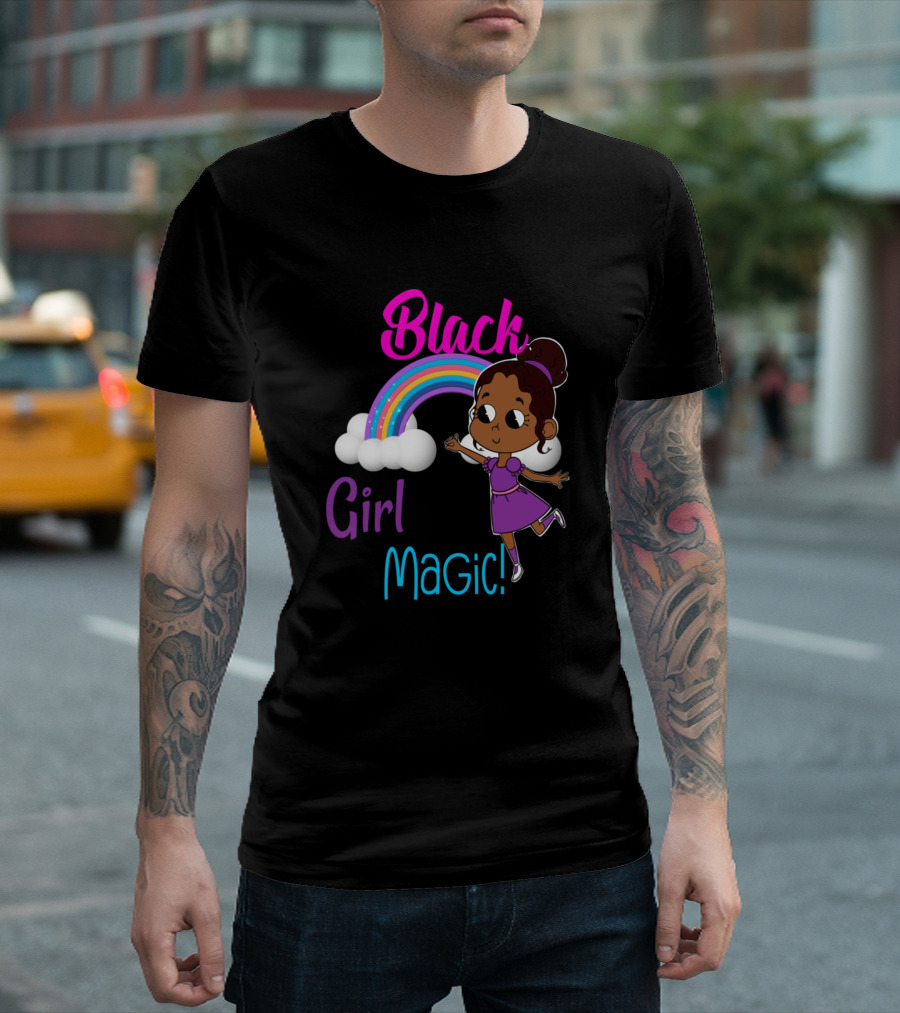 Black Girl Magic Melanin Pride African American Rainbow Girl T-Shirt