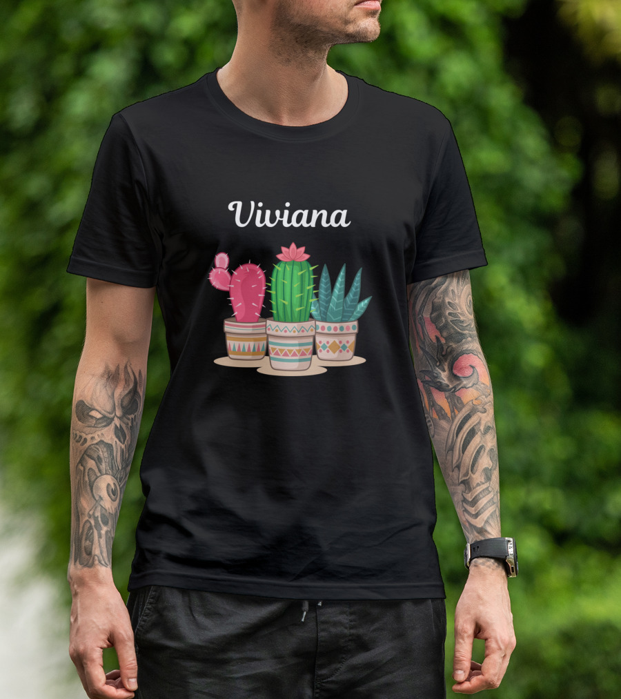 Viviana Cactus Trio Colorful Pots T-Shirt