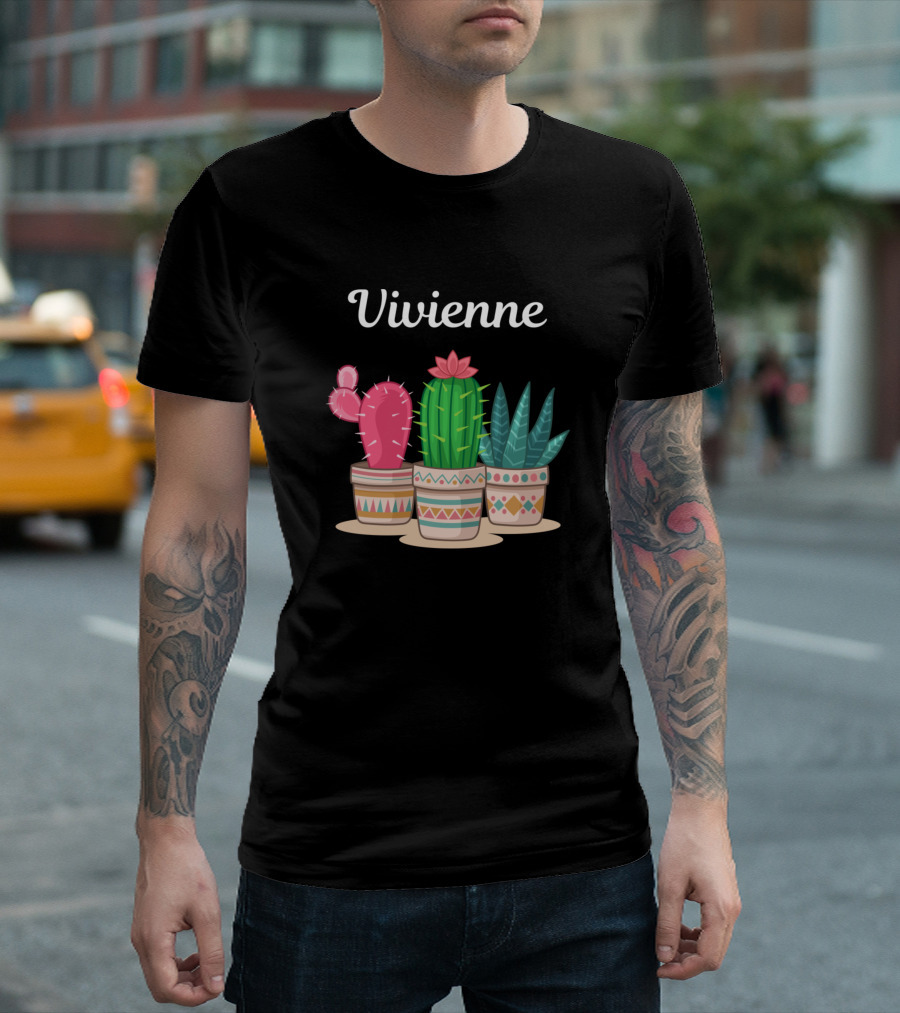 Vivienne Colorful Cactus Trio in Patterned Pots T-Shirt