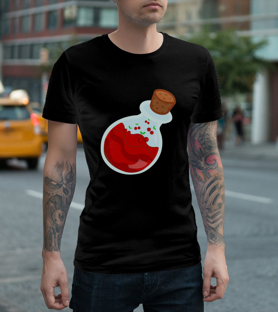 Cherry Potion Flask With Floating Berries T-Shirt