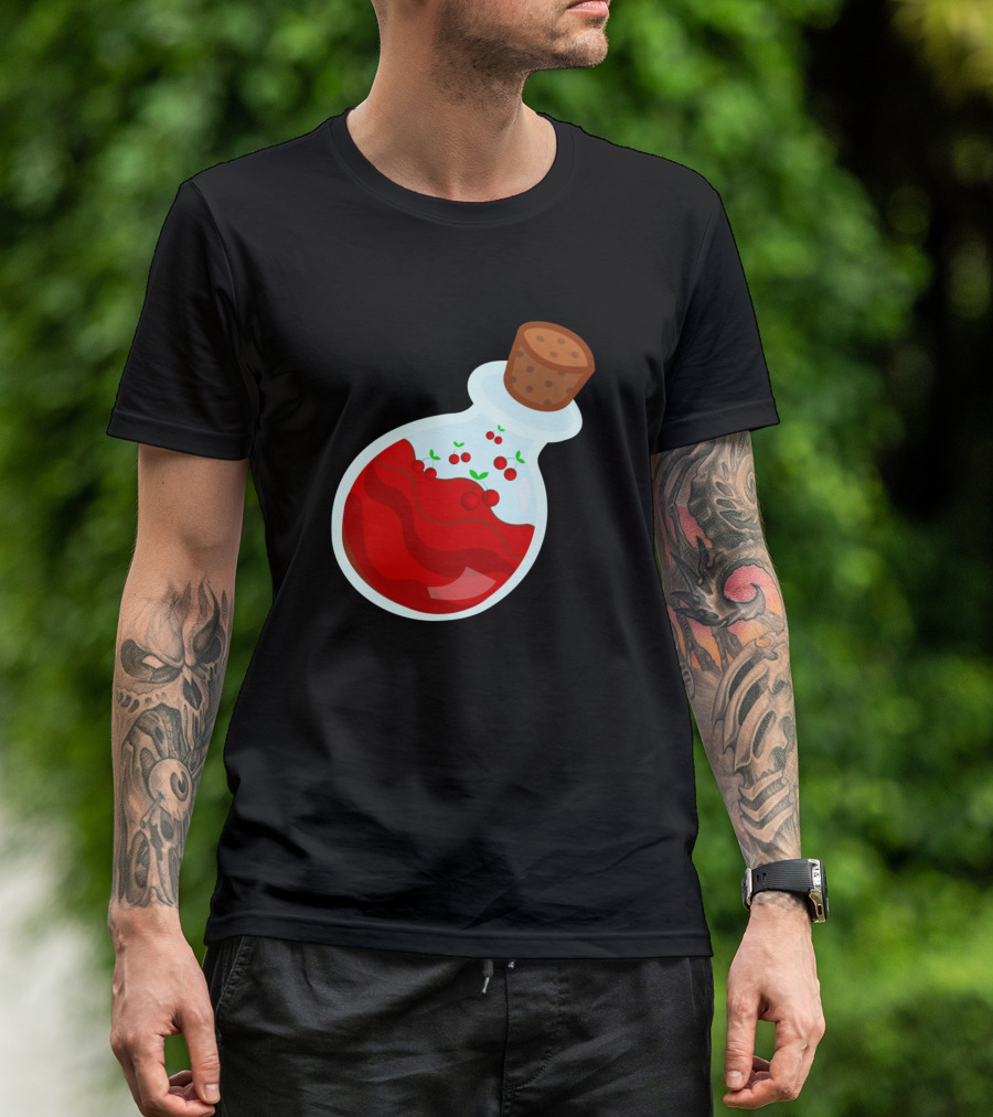 Cherry Potion Flask With Floating Berries T-Shirt