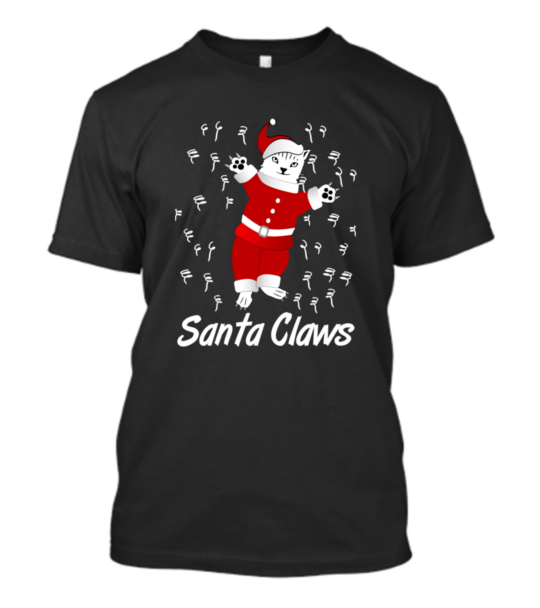 Santa Claws Christmas Cat In Festive T-Shirt