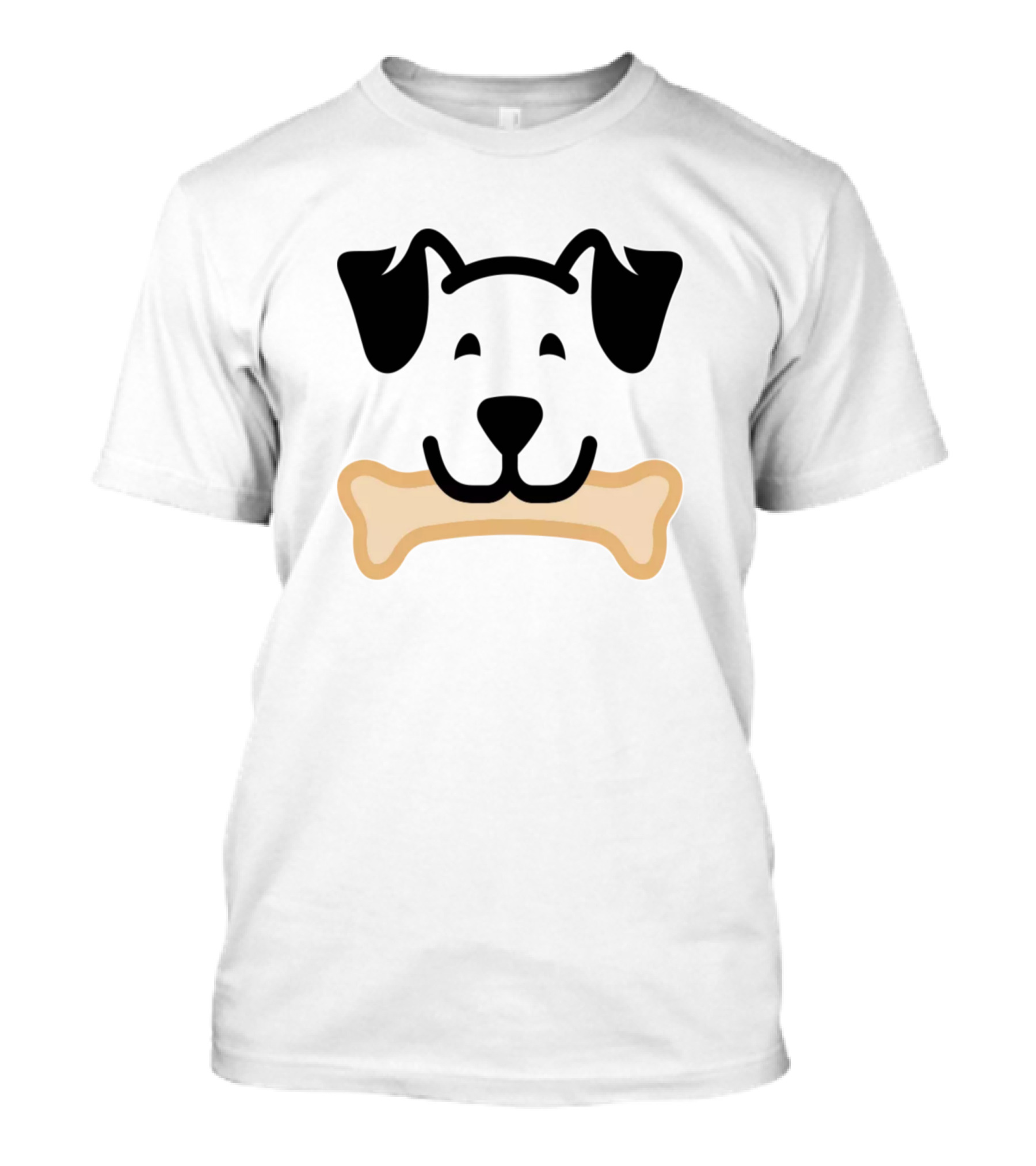 Cute Dog Face With Bone Outline T-Shirt