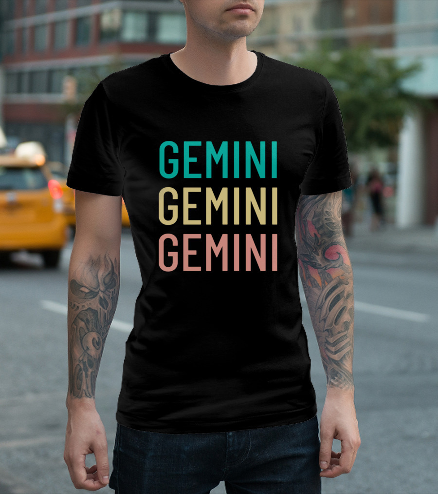 GEMINI GEMINI GEMINI Bold Text Sequence T-Shirt