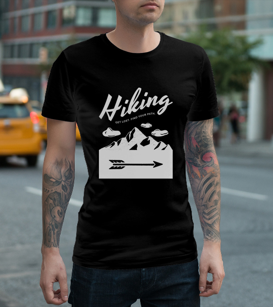 Hiking Get Lost Find Your Path Vintage Mountain Adventure Arrow T-Shirt