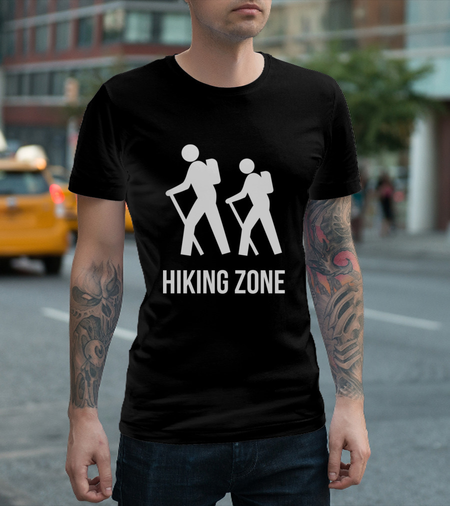 Hiking Zone Outdoor Adventure Icon With Hikers T-Shirt
