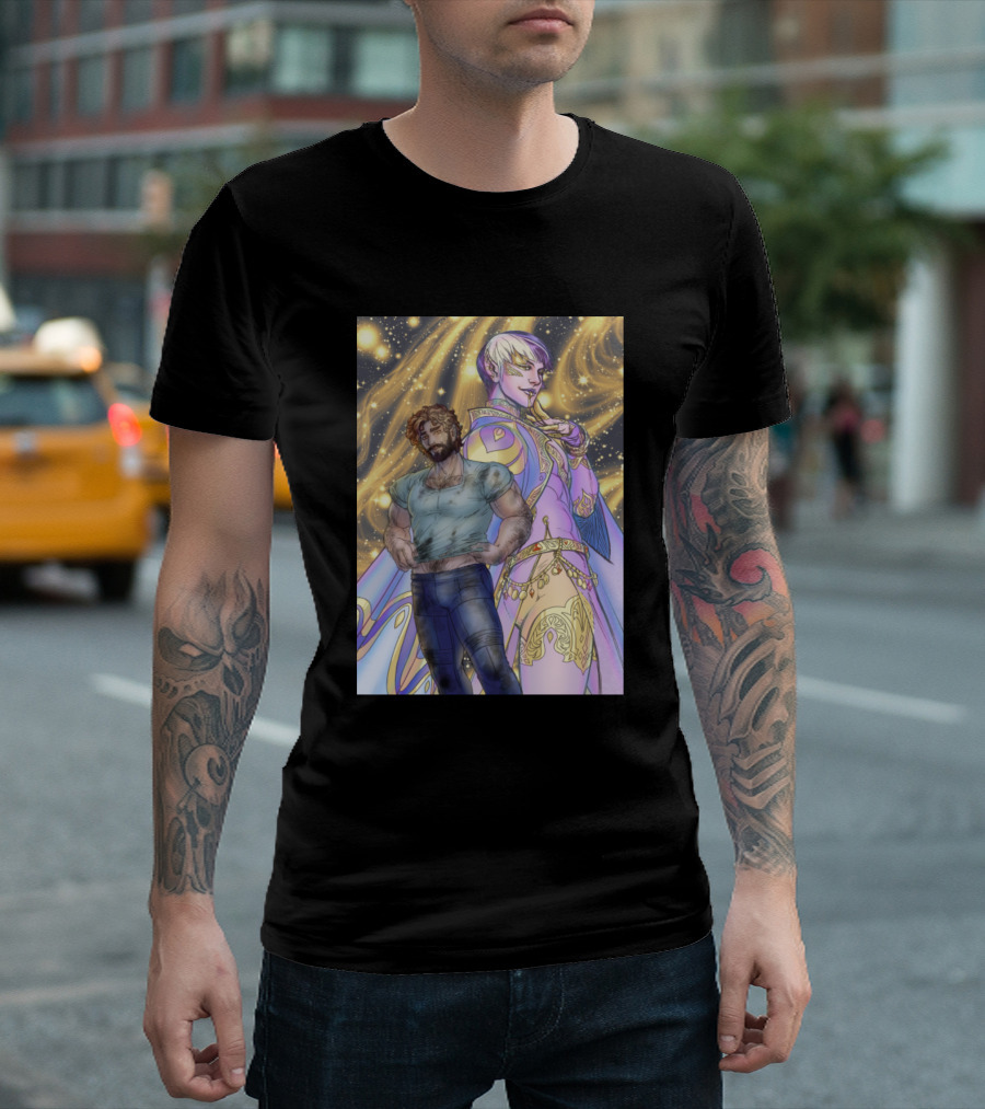Intergalactic Pool Boy Cosmic Duo with Starry Background T-Shirt