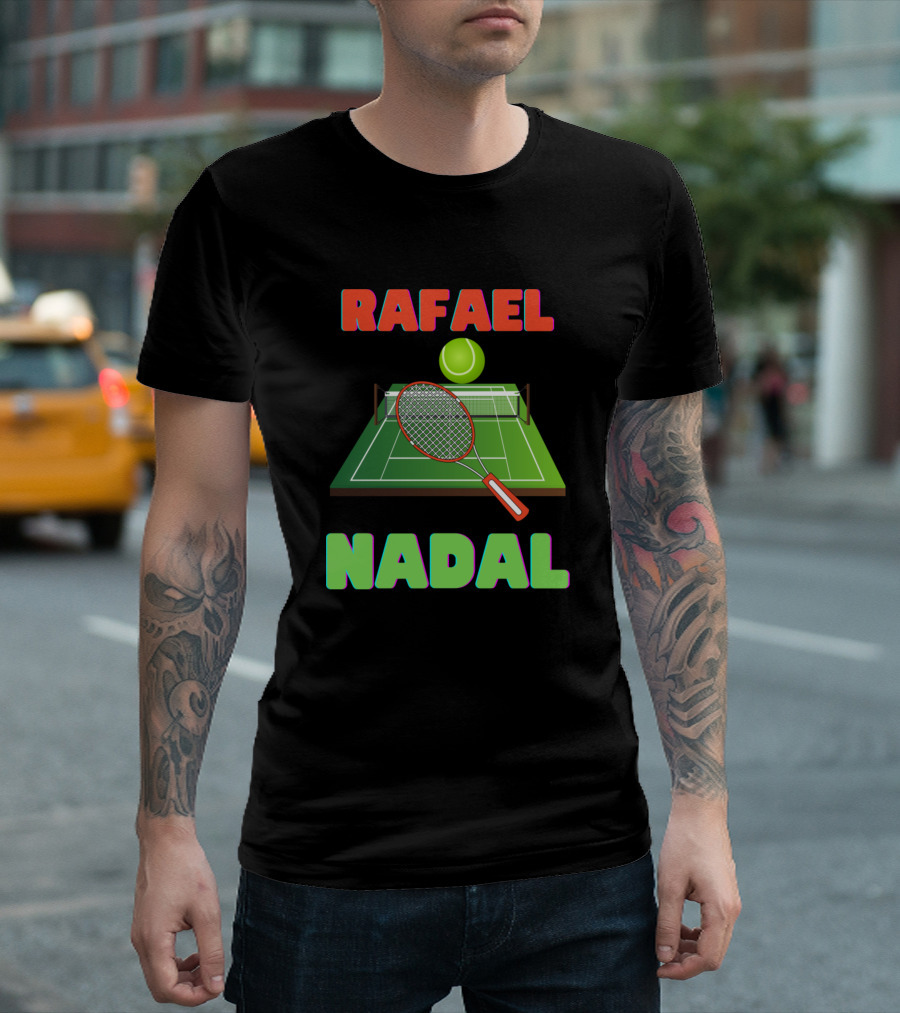 Rafael Nadal Tennis Court Racket Ball T-Shirt