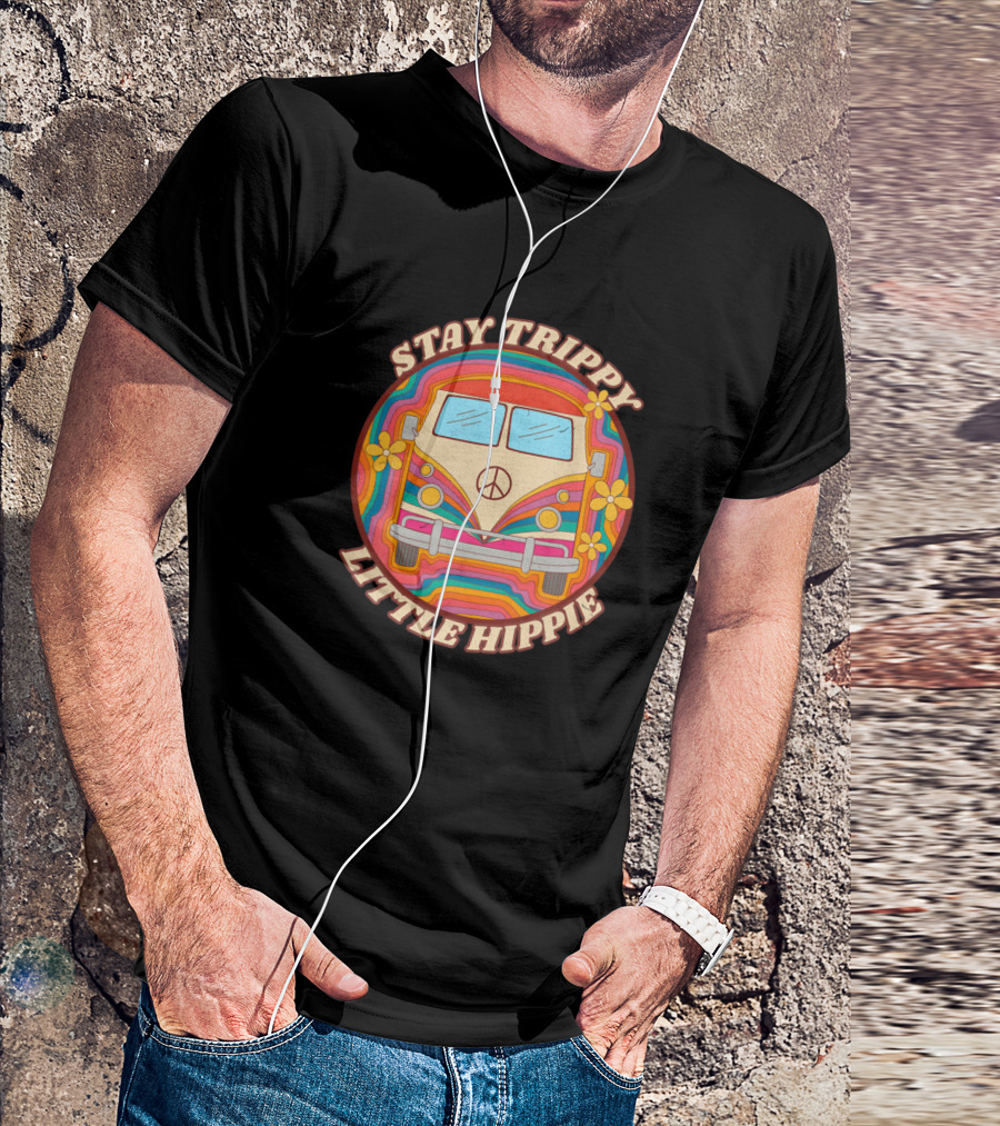 Stay Trippy Little Hippie Peace Love Hippy Bus Retro Vibes T-Shirt