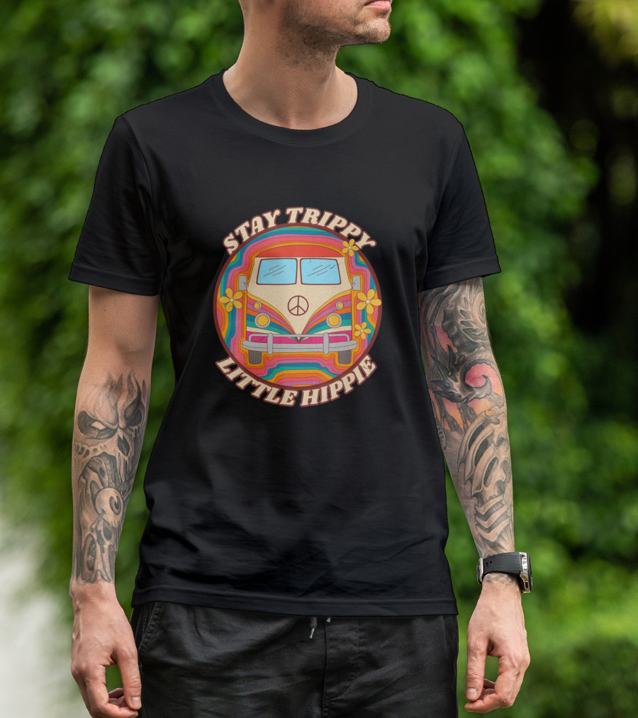 Stay Trippy Little Hippie Peace Love Hippy Bus Retro Vibes T-Shirt