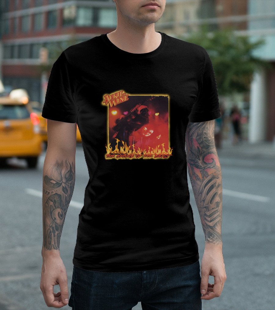 April Wine The Nature Of The Beast Fire Effect Vintage Band Album Cover T-Shirt