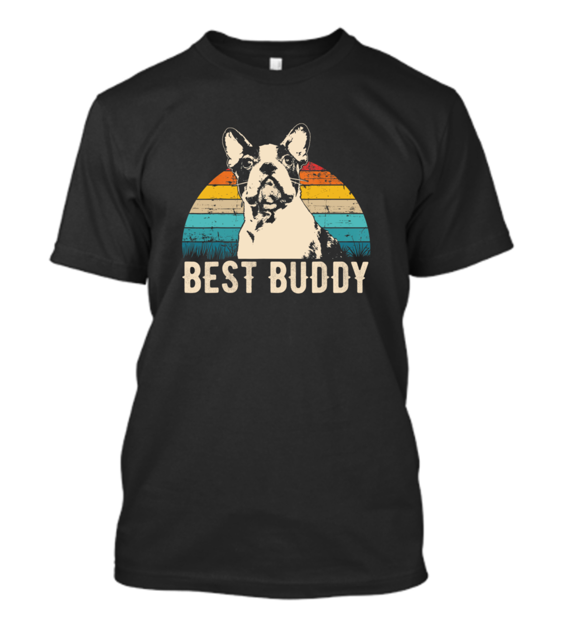 Best Buddy Vintage Boston Terrier Retro Stripes T-Shirt