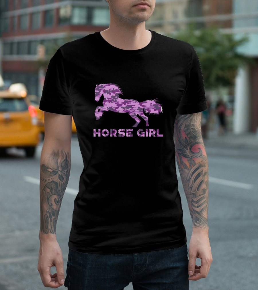 Pink Camouflage Horse Girl Jumper T-Shirt