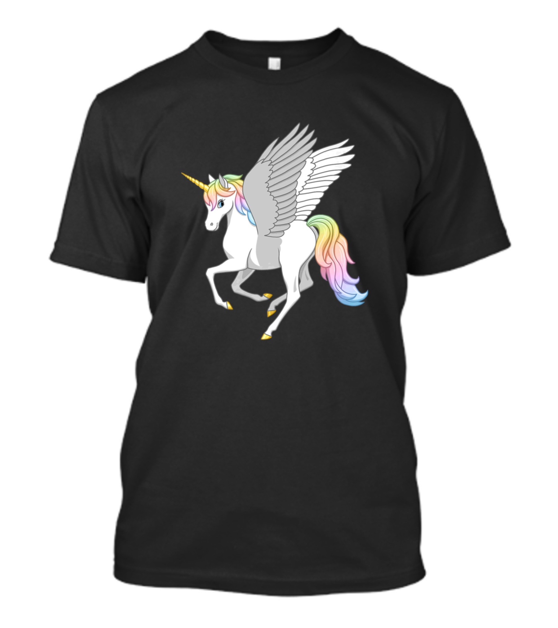 Pretty Flying Rainbow Unicorn Pegasus With Wings T-Shirt
