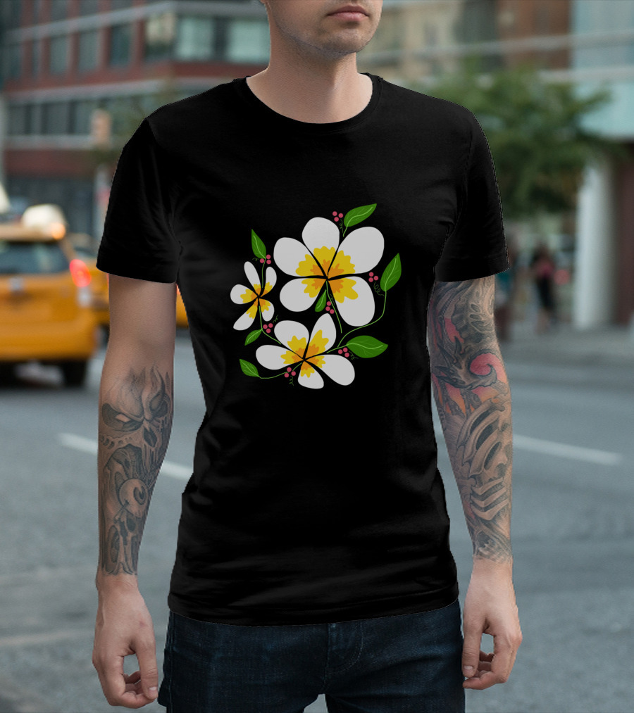 Sampaguita Flowers and Leaves with Cherries T-Shirt