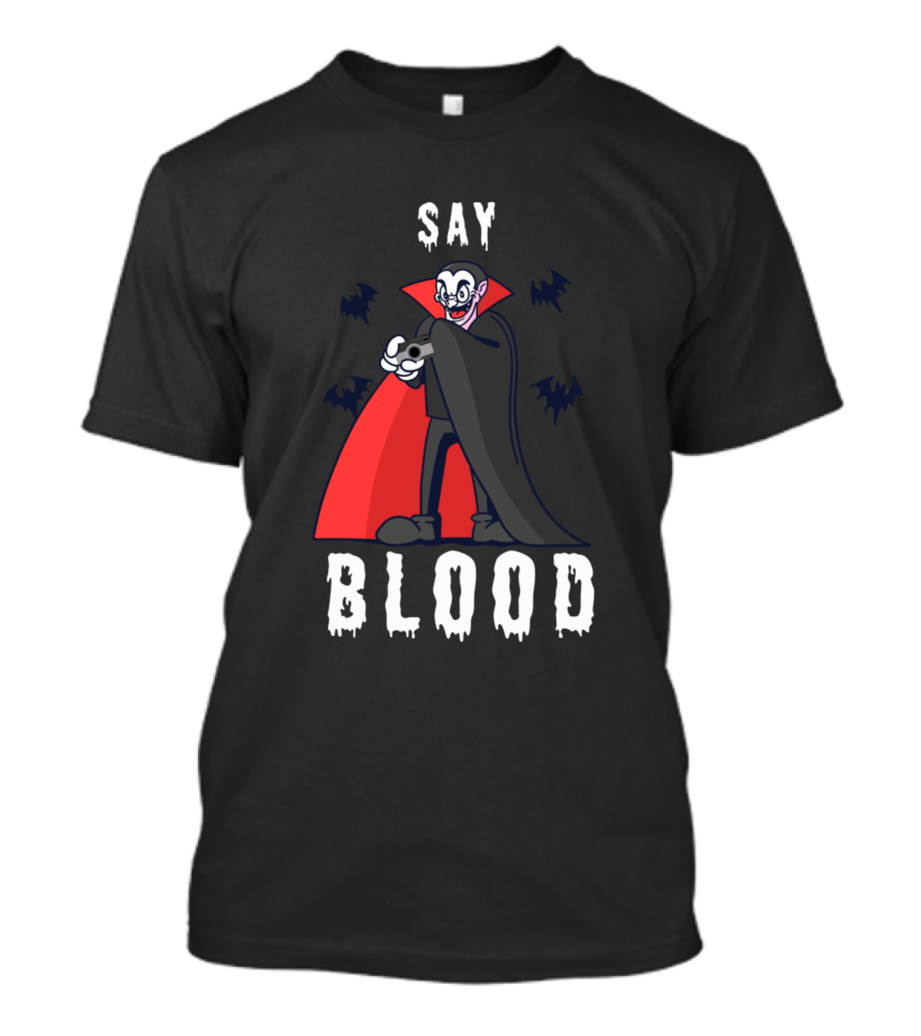 Say Blood Vampire Holding Camera T-Shirt