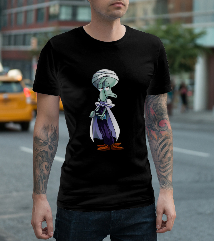 Squiwardxpicolo Turbaned Cartoon Character Fusion of Spongebob Squarepants and Dragon Ball T-Shirt