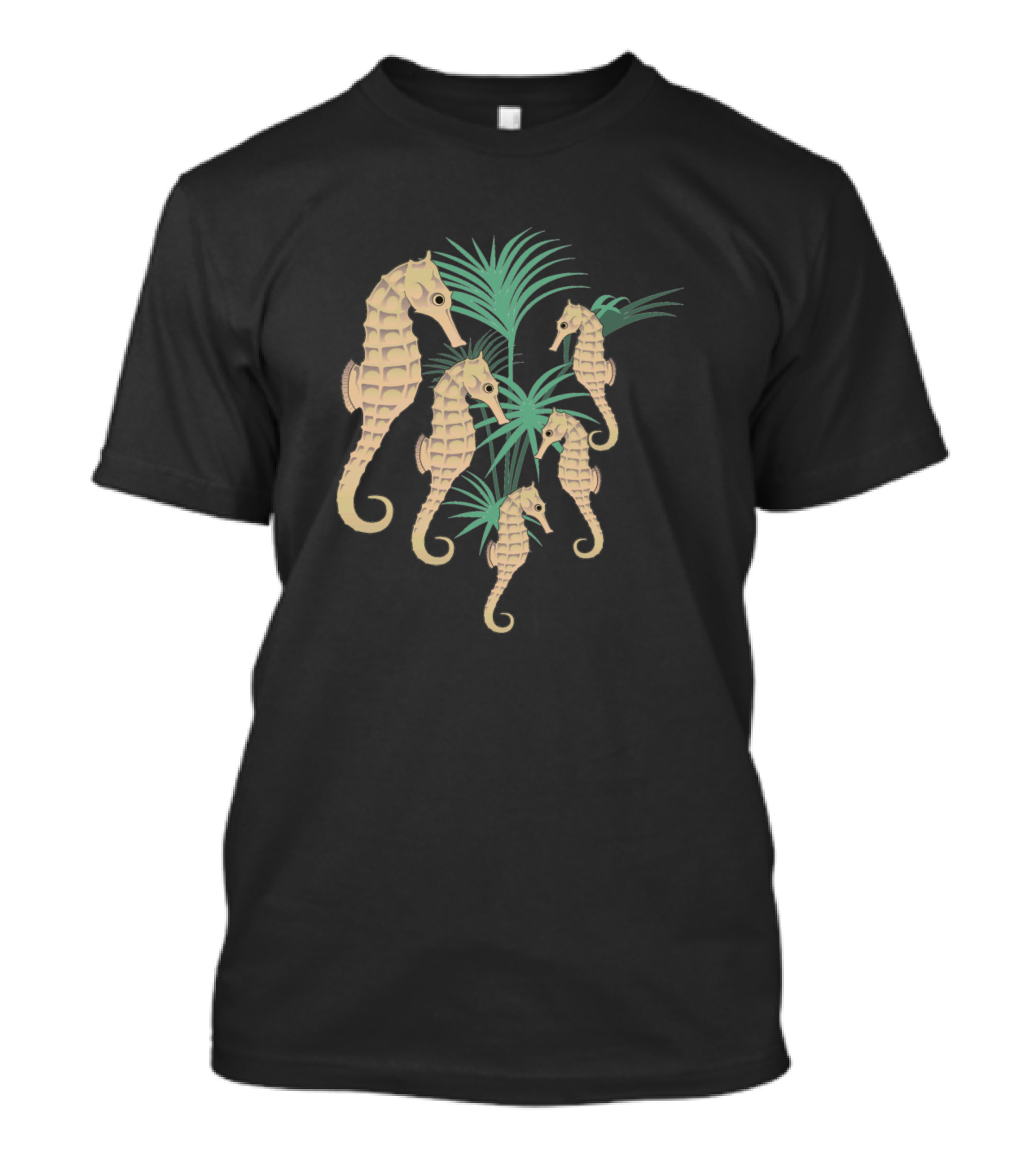 Seahorse Family Among Tropical Leaves T-Shirt