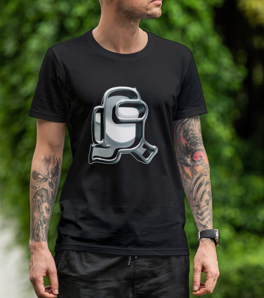 3D Silver And Grey Metallic Among Us Astronaut T-Shirt