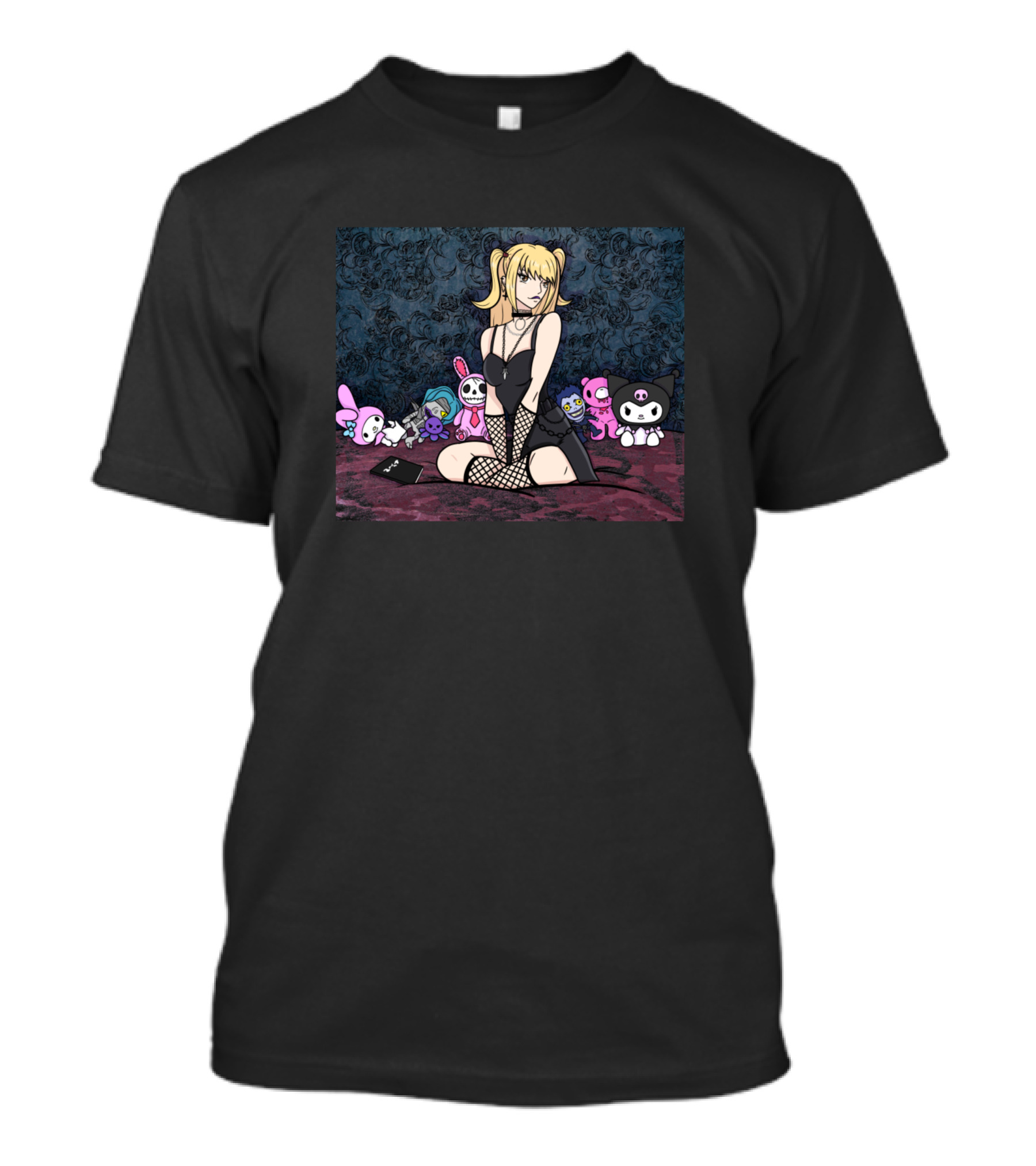 Misa Amane Sitting With Cute Gothic Characters And Kuromi#Aesthetic T-Shirt