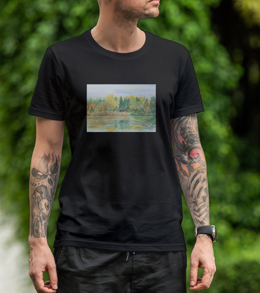 Tranquil Lakeside Reflections Of Autumn In Trakai Lithuania T-Shirt