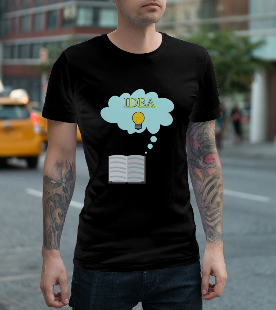 IDEA Light Bulb Thought Cloud Above Book T-Shirt