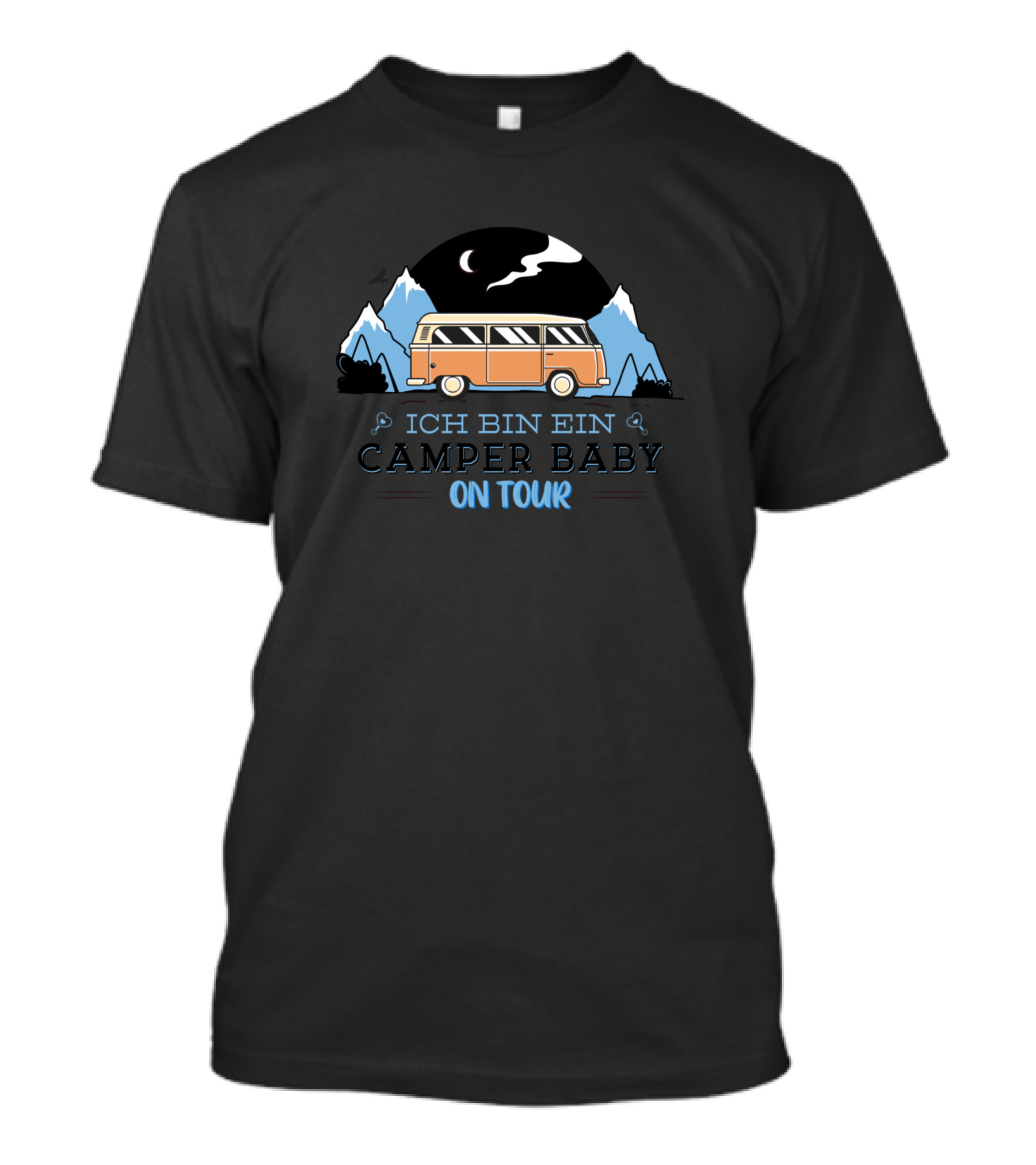Ich Bin Ein Camper Baby On Tour Mobile Home Van Night Mountains T-Shirt