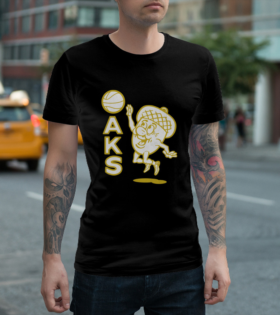 Oakland Oaks Basketball Acorn Mascot T-Shirt