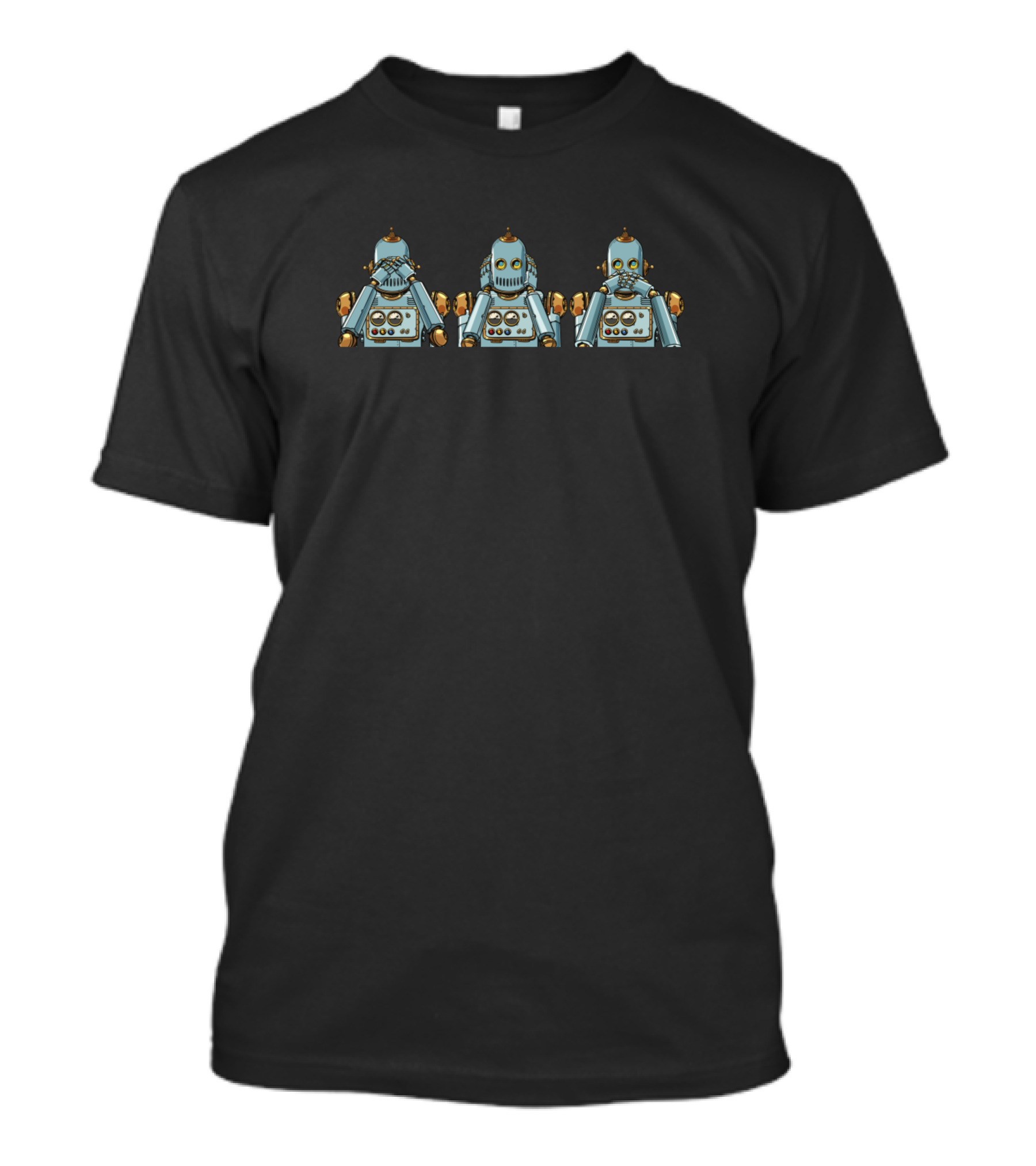 Dont See Dont Hear Dont Speak Vintage Robots Three Wise Robots T-Shirt