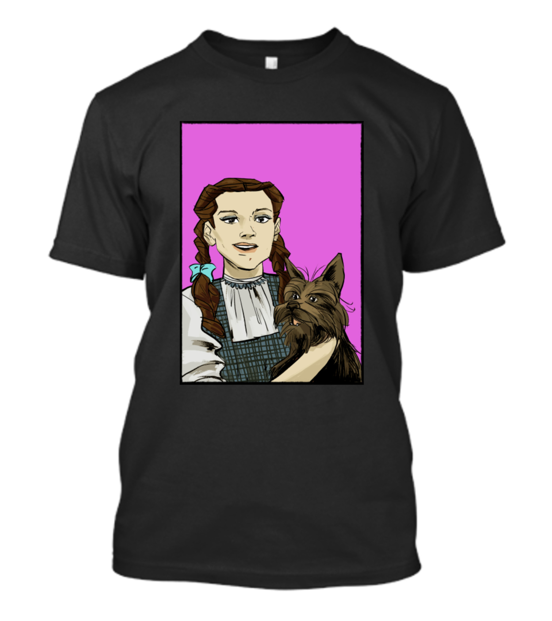Dorothy And Toto Illustration Wizard Of Oz Style Purple Background T-Shirt