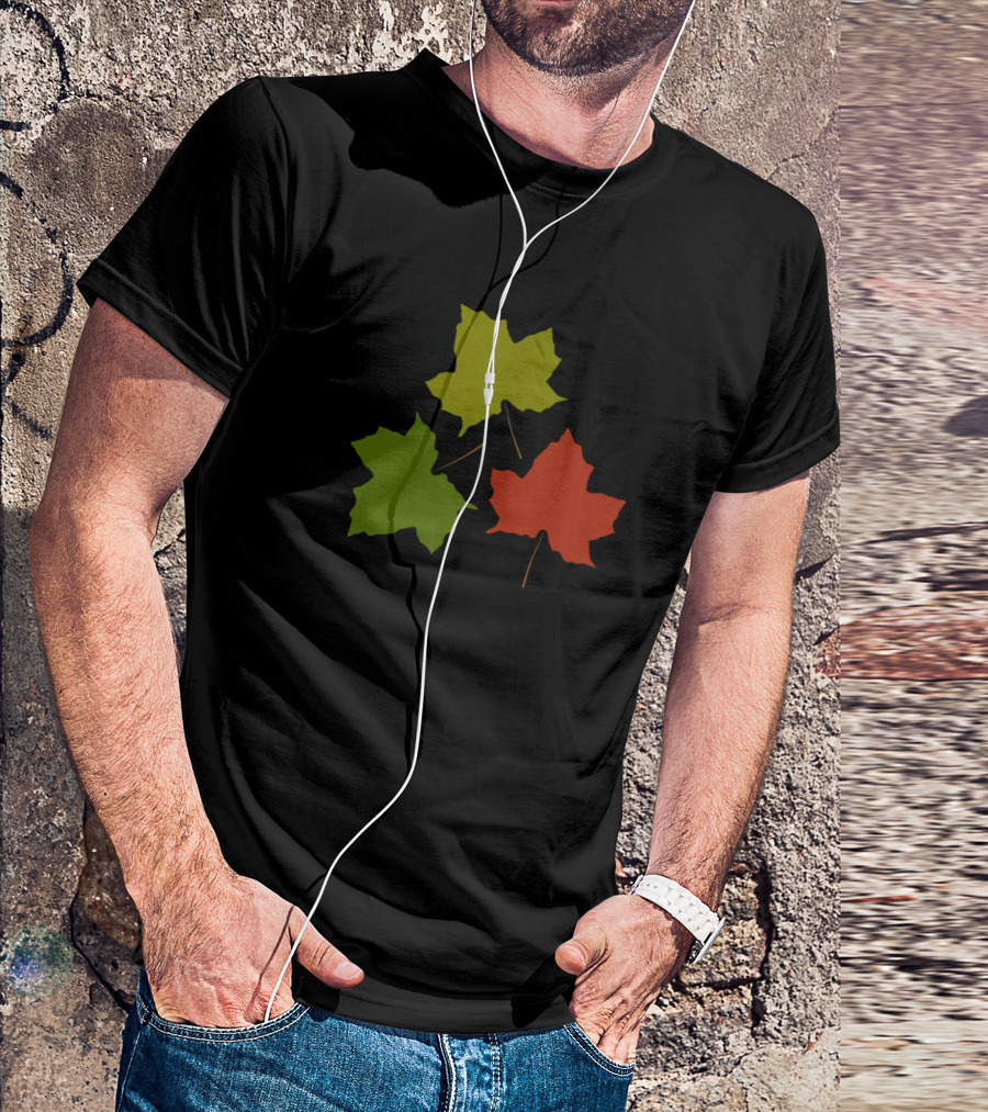 Fall Maple Leaves Green And Red T-Shirt