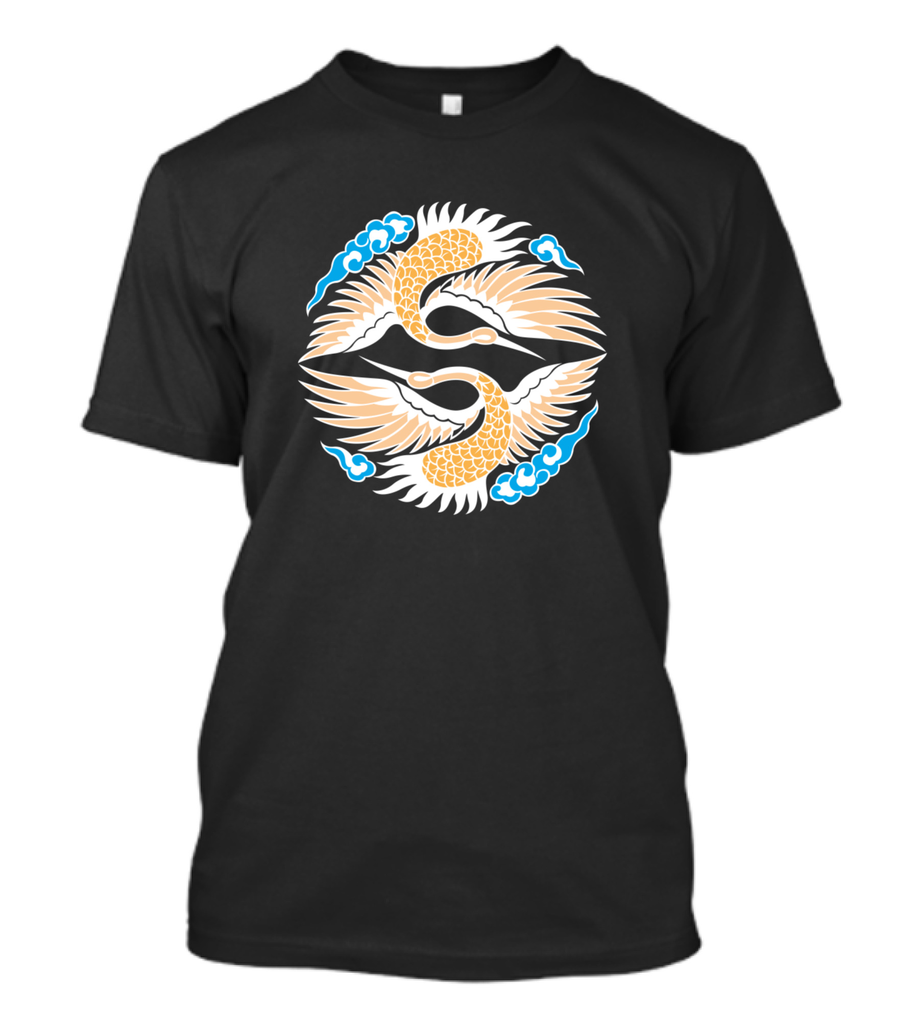 Great Egret Chinese Dragon Yin Yang T-Shirt
