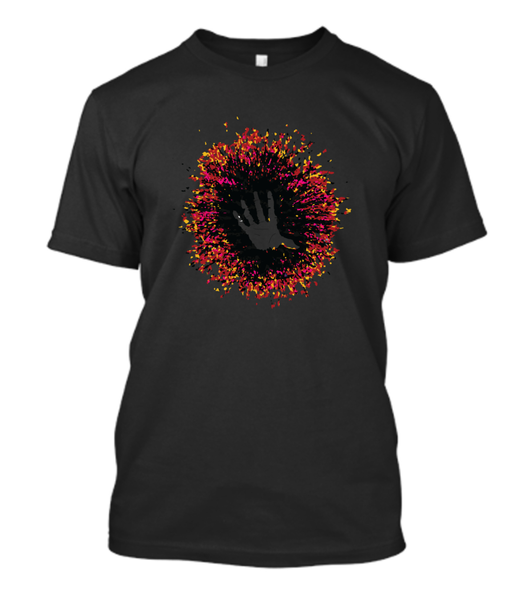 Hand Of The Abyss Colorful Abstract Handprint Explosion T-Shirt