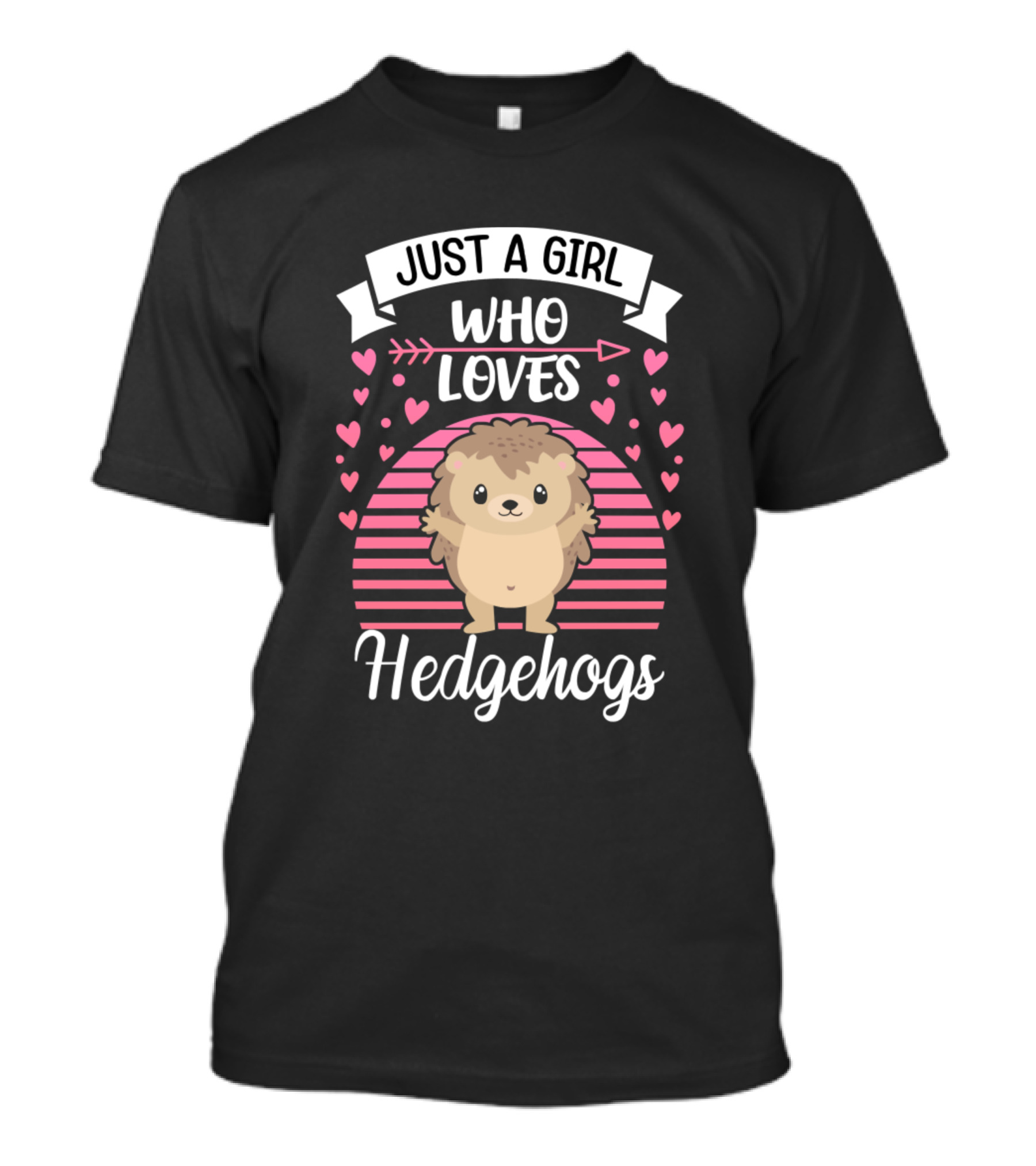 Just A Girl Who Loves Hedgehogs With Cute Hearts And Stripes T-Shirt