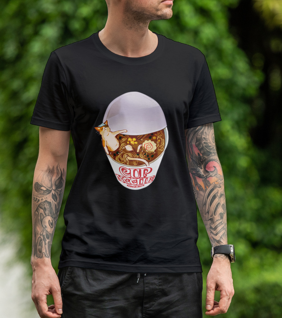 Cup Noodles Relaxing Cat In Ramen Hot Spring T-Shirt
