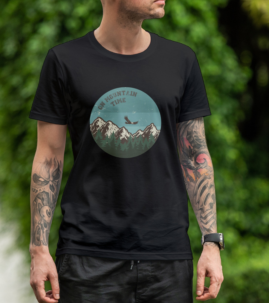 On Mountain Time Vintage Nature Scene With Mountains And Bird T-Shirt