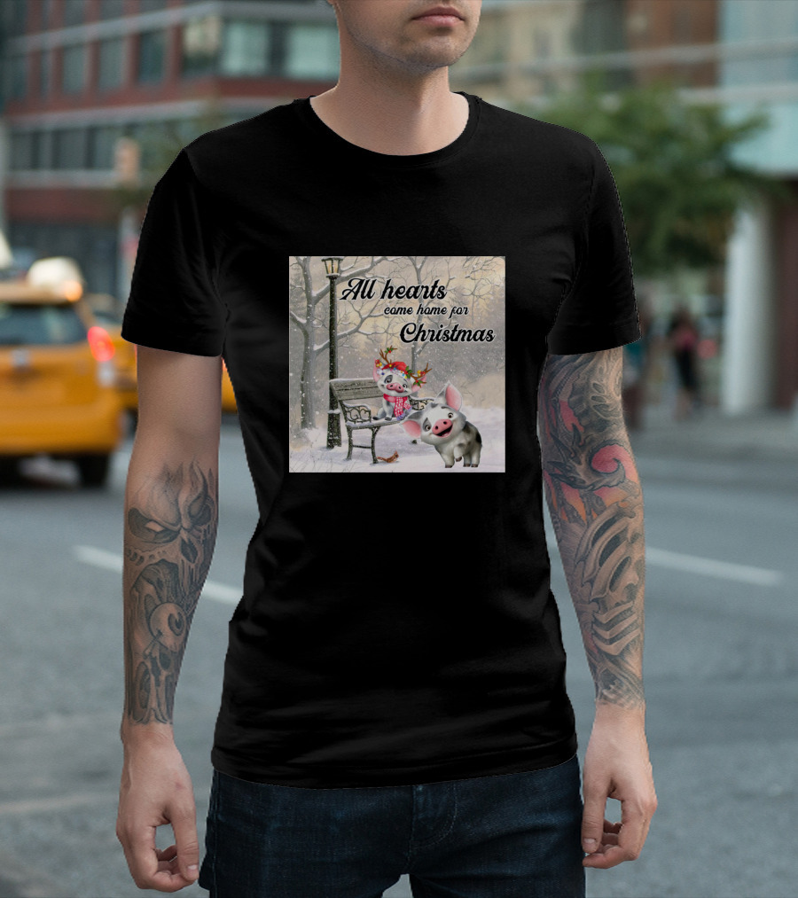 All Hearts Come Home for Christmas Pig Farm Pillow T-Shirt