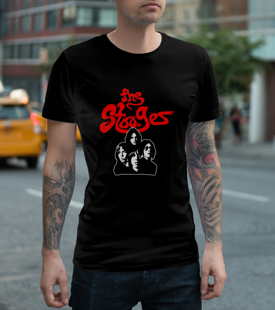 The Stooges Red Logo With Band Members T-Shirt