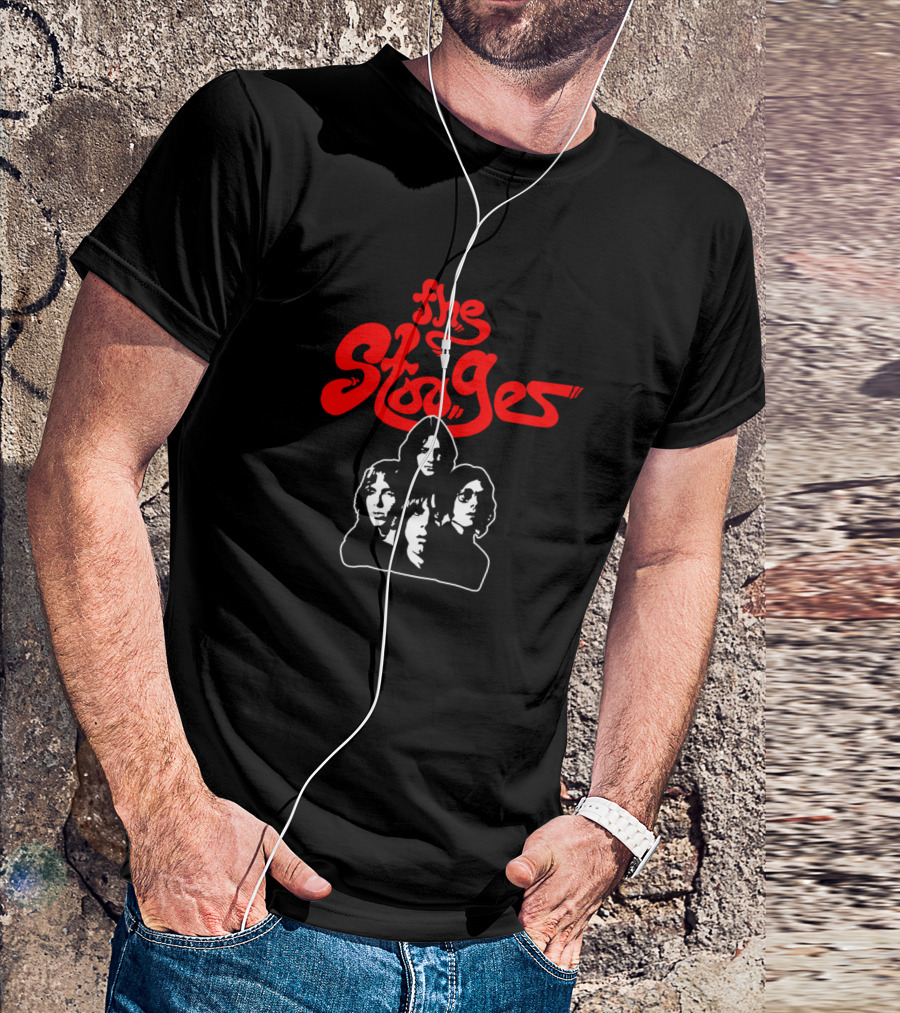 The Stooges Red Logo With Band Members T-Shirt