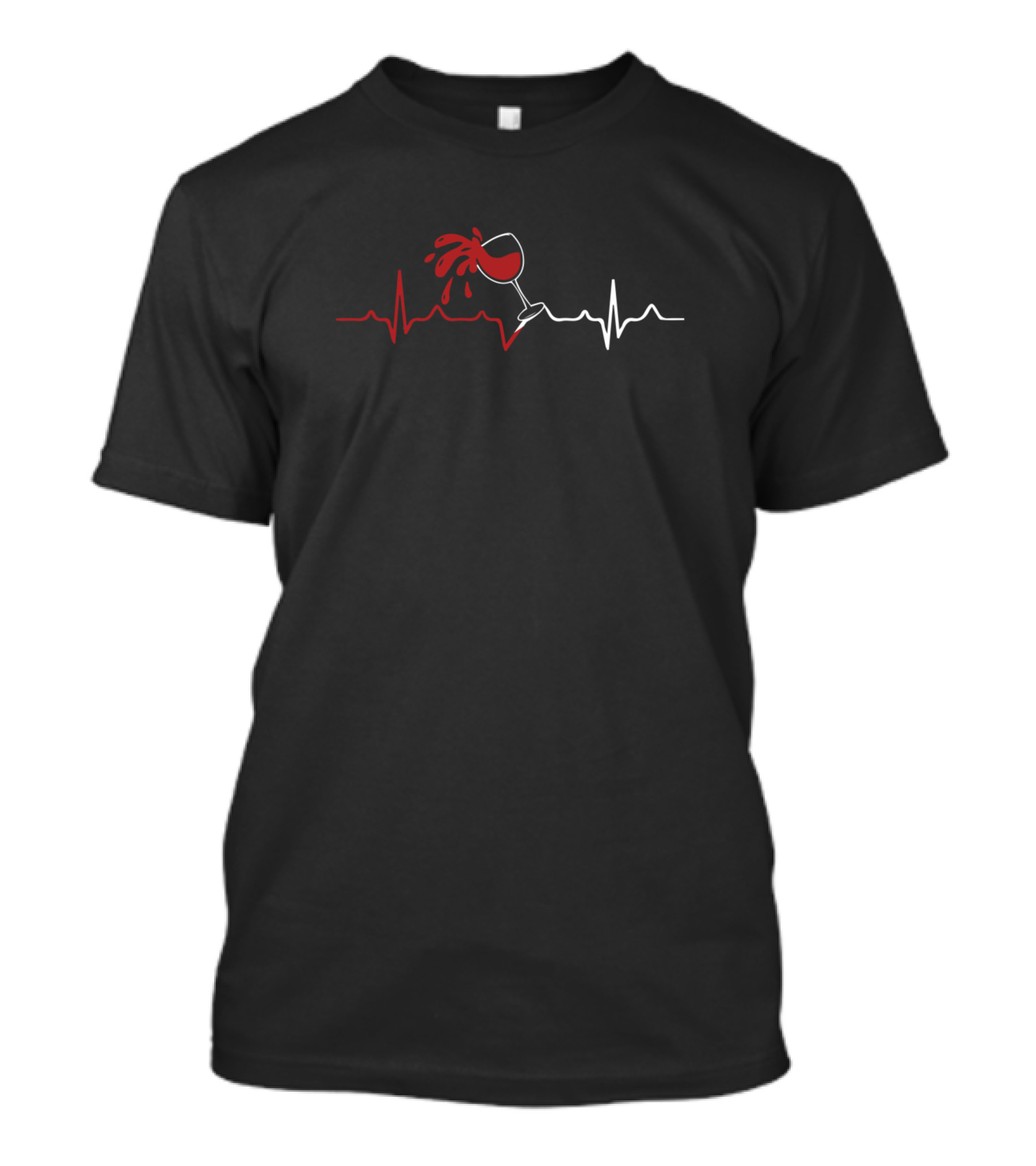 Wine Glass Spill Meets Heartbeat Line T-Shirt