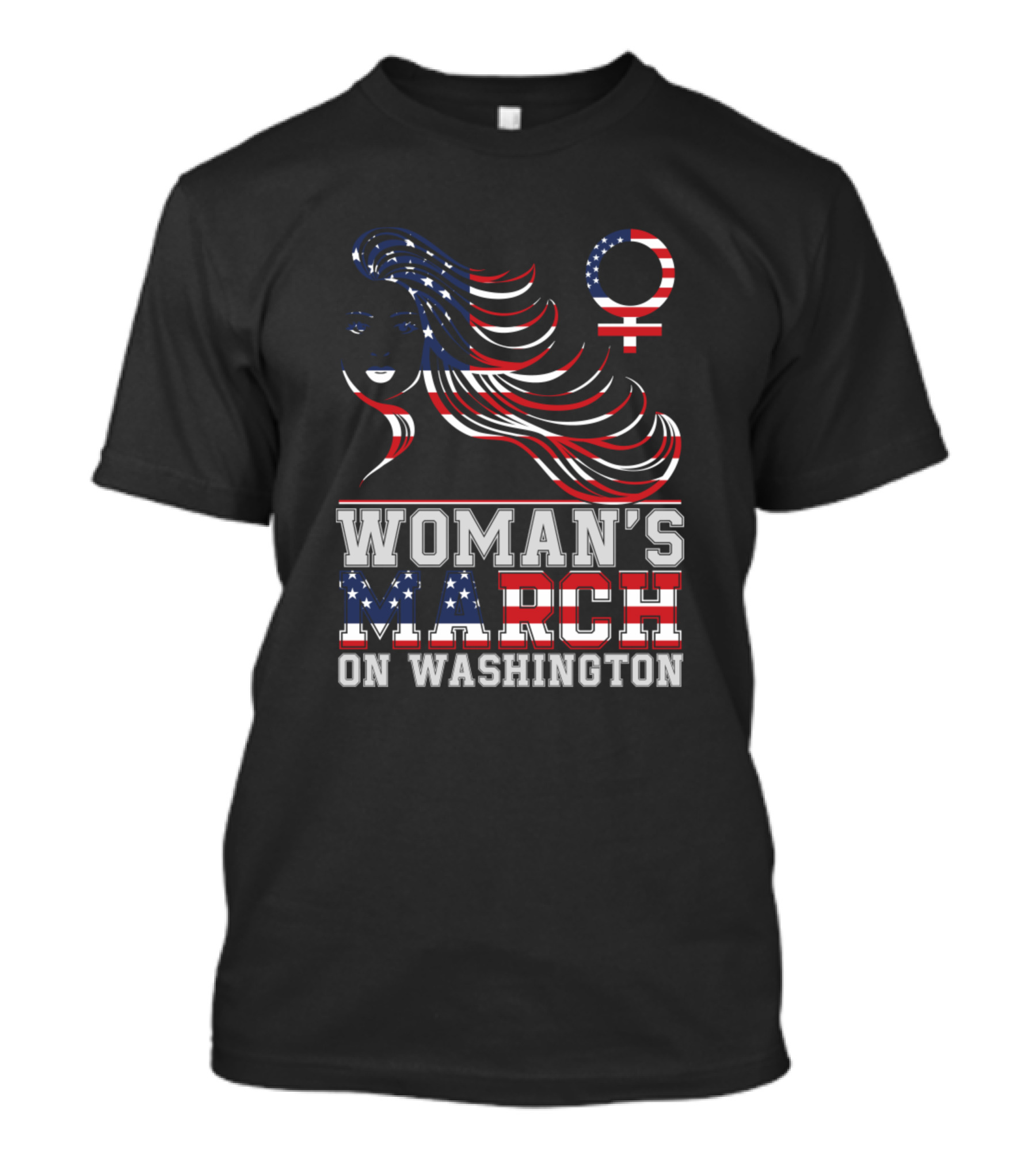 Womans March On Washington With American Flag Symbolism T-Shirt