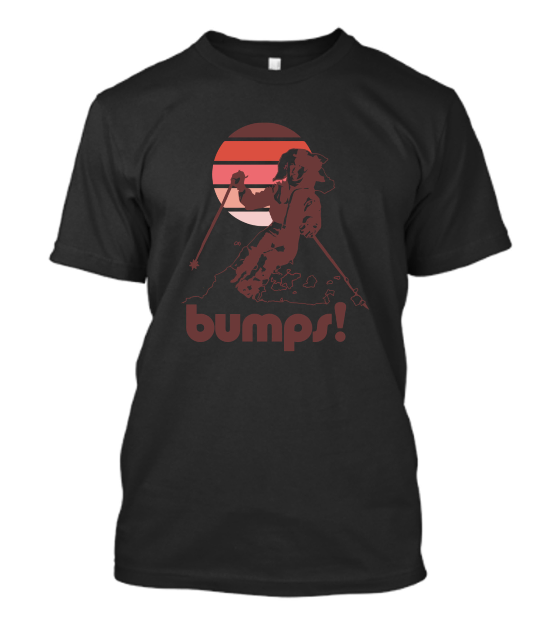 Bumps Skiing Sunset Retro T-Shirt