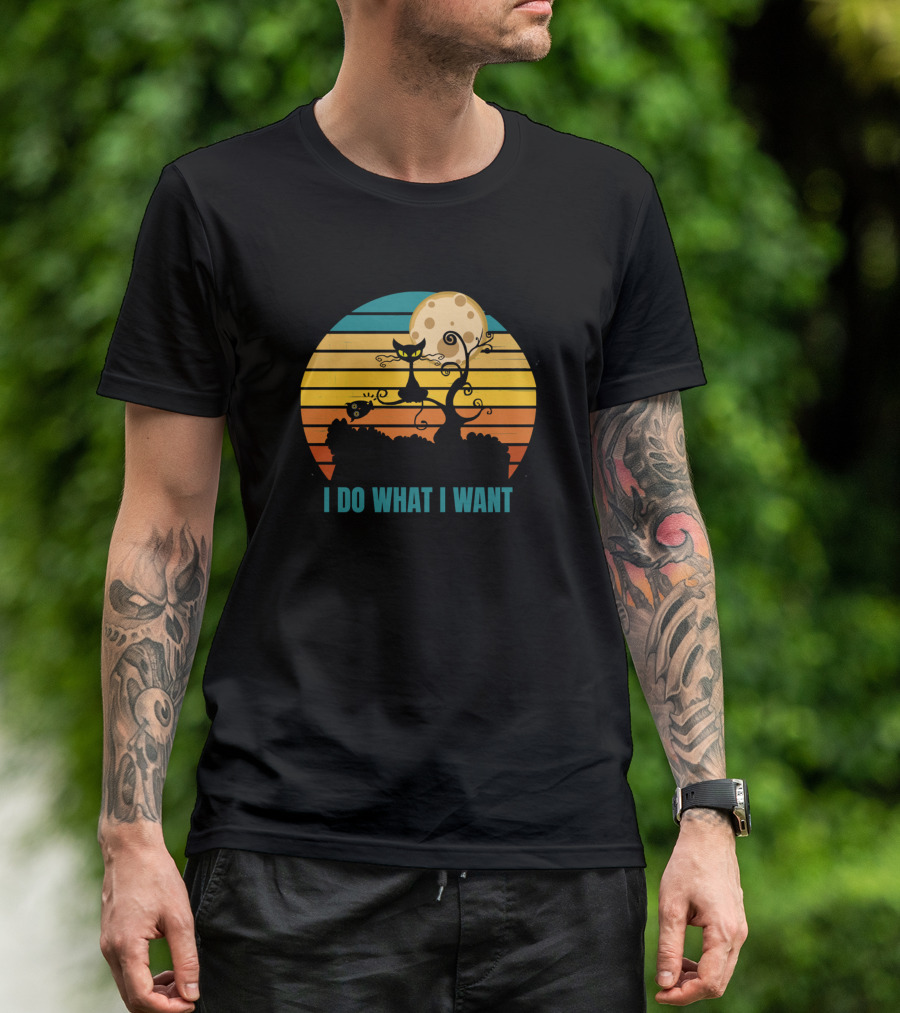 I Do What I Want Black Cat Moon T-Shirt