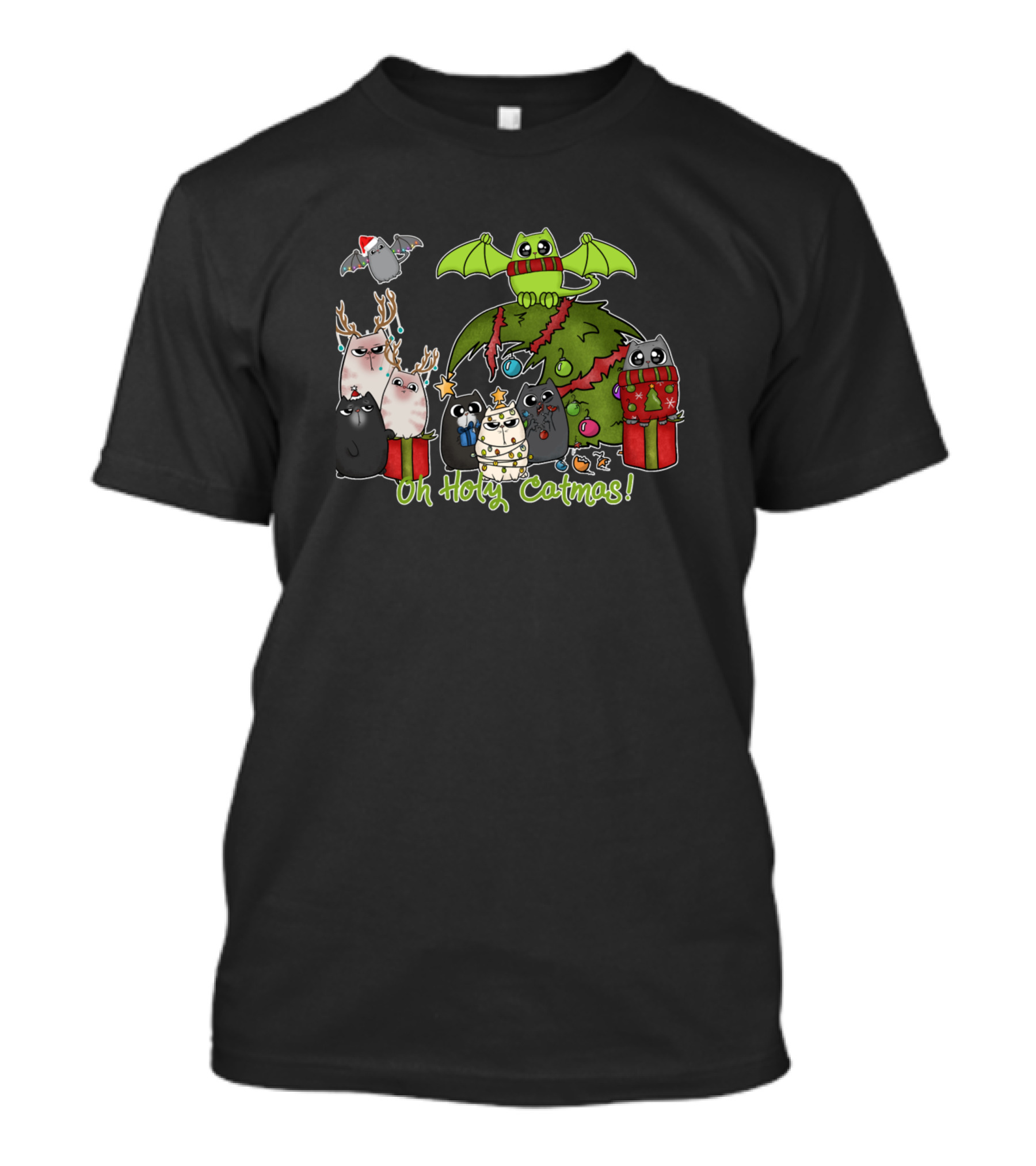 Oh Holy Catmas Collection Kitten Kitty Earth Bat Dragon T-Shirt