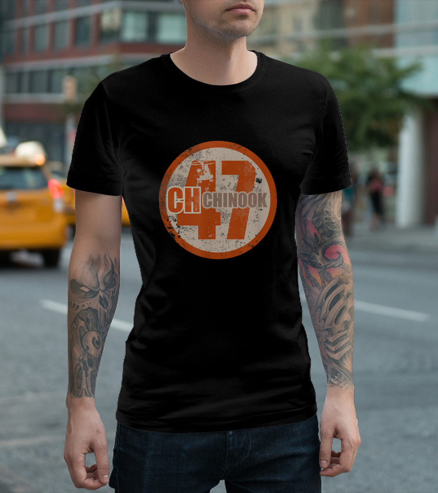 CH47 Chinook Helicopter Vintage Circle T-Shirt