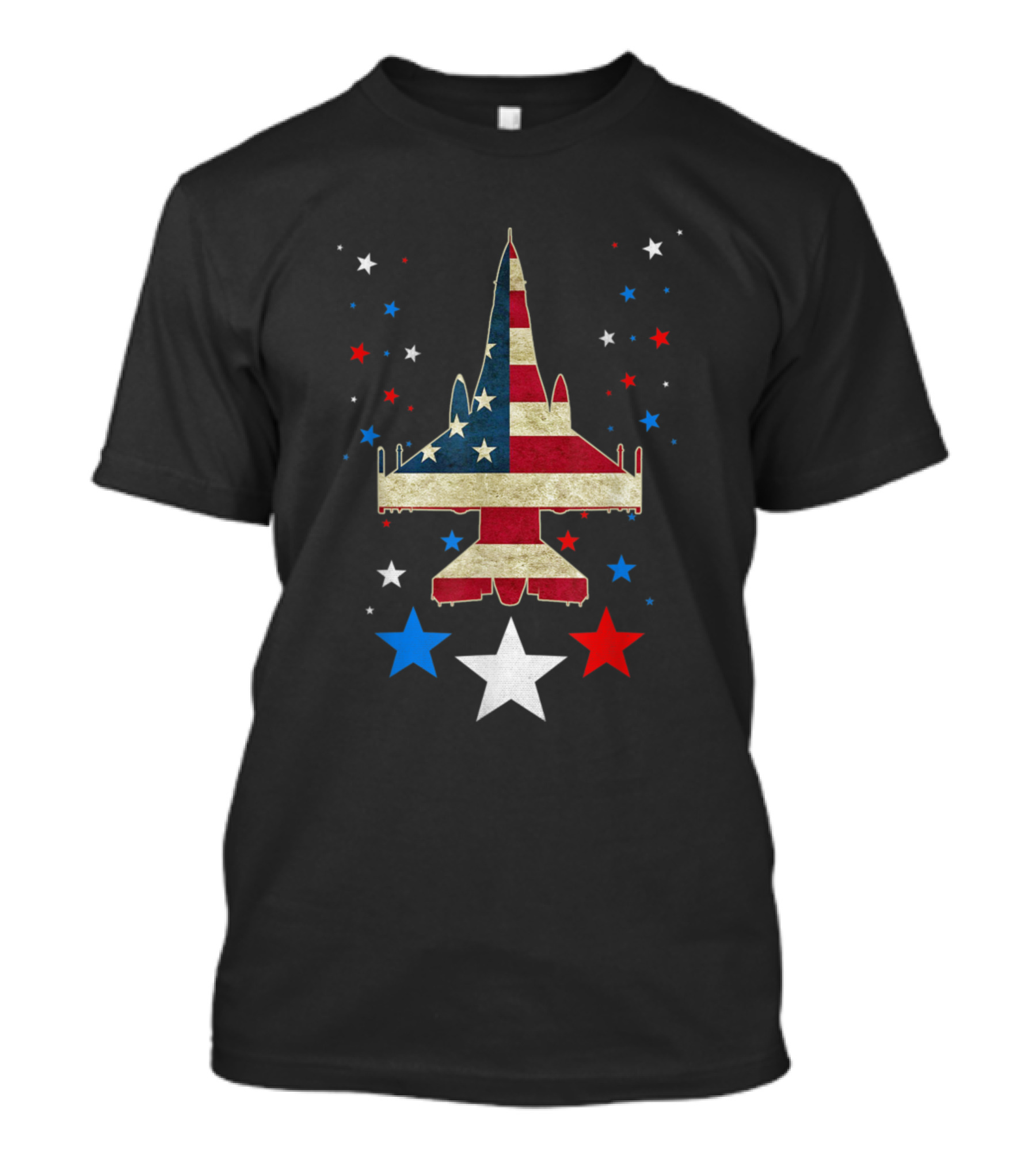 Cool US F16 American Flag Stars And Jet T-Shirt
