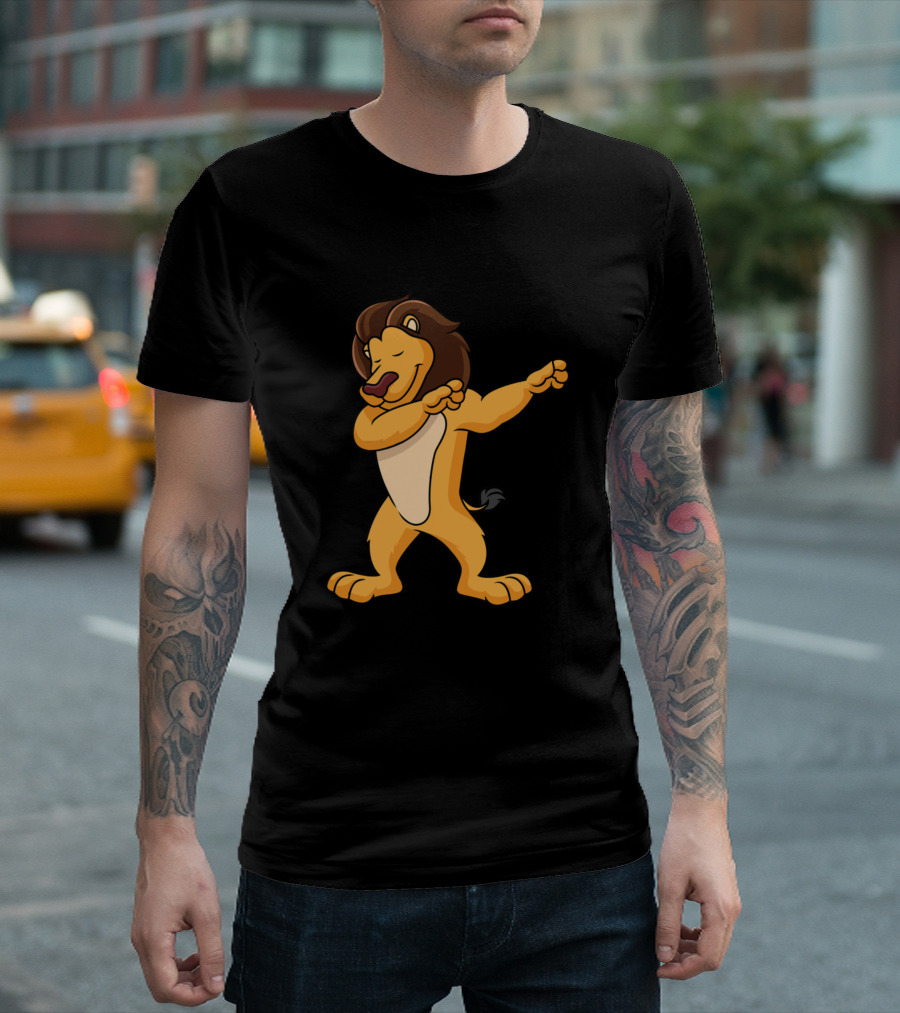 Dabbing Lion Meme Dab Cat Dance Lion Print T-Shirt