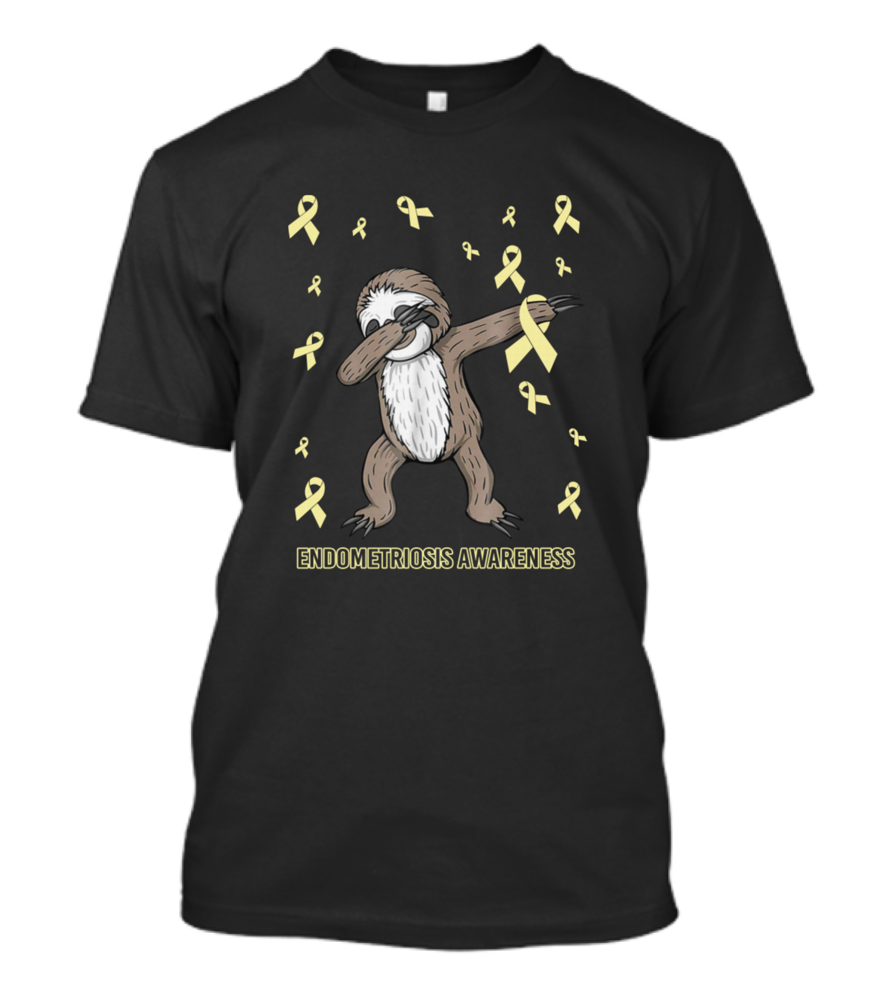 Endometriosis Awareness Dabbing Sloth With Yellow Ribbons T-Shirt
