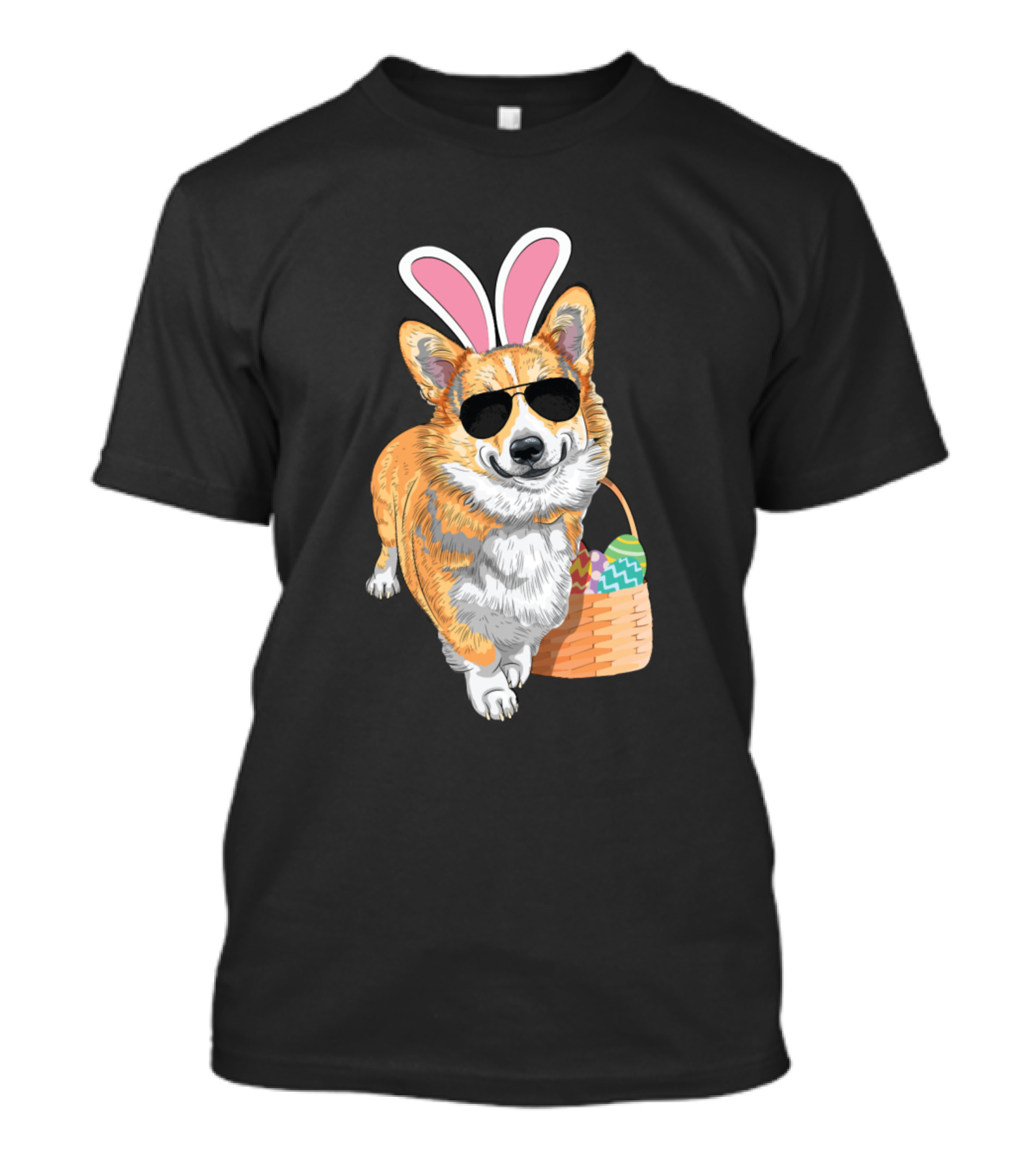 Dogs Cute Easter Corgi Bunny Sunglasses Basket Dog501 T-Shirt