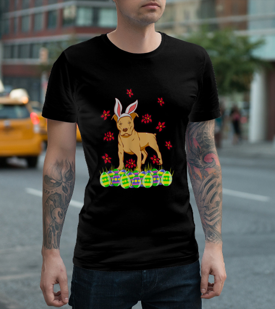 Dogs Cute Easter Bunny Idea for Pit Bull Pittie Terrier T-Shirt